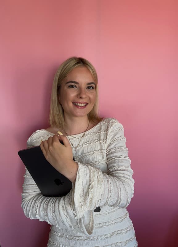Olwia in her kitchen